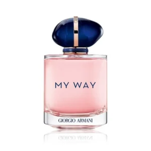 زجاجة عطر Armani My Way بتصميم وردي أنيق وغطاء أزرق