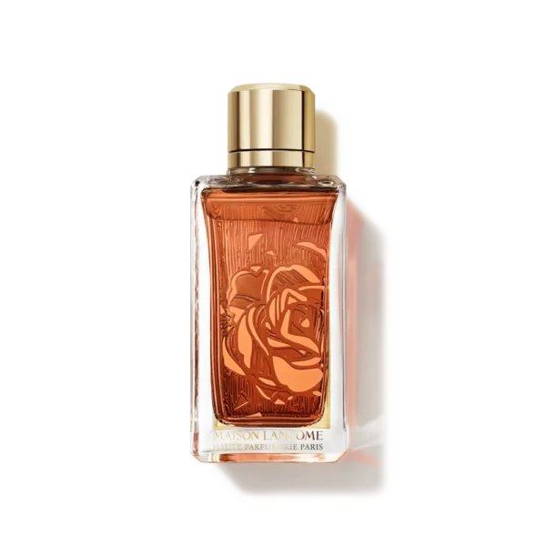 عطر لانكوم عود بوكايه يونيكس، زجاجة ذهبية فاخرة، عطر شرقي زهري بمزيج العود والورد والفانيليا
