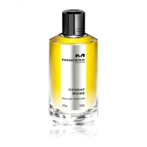 عطر Mancera Cedrat Boise زجاجة عطرية أنيقة بلون شفاف وأغطية ذهبية تعكس الفخامة والتميز.
